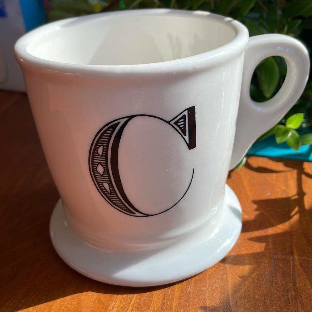 Anthropologie Coffee Mug "C" Initial Letter Monogram Shaving Mug 14oz